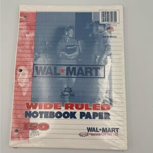 Vintage Nostalgic Walmart 90s Notebook Paper College Ruled 150‎ Sheets SEALED